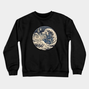 Great wave warrior fighting Crewneck Sweatshirt